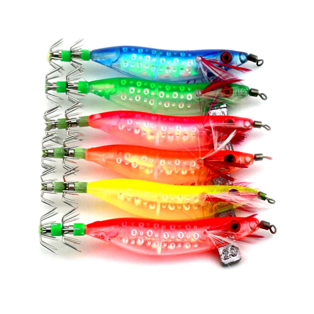 10cm Night Fishing Squid Jigs Bass Bait Fish Tackle Luminous Shrimp