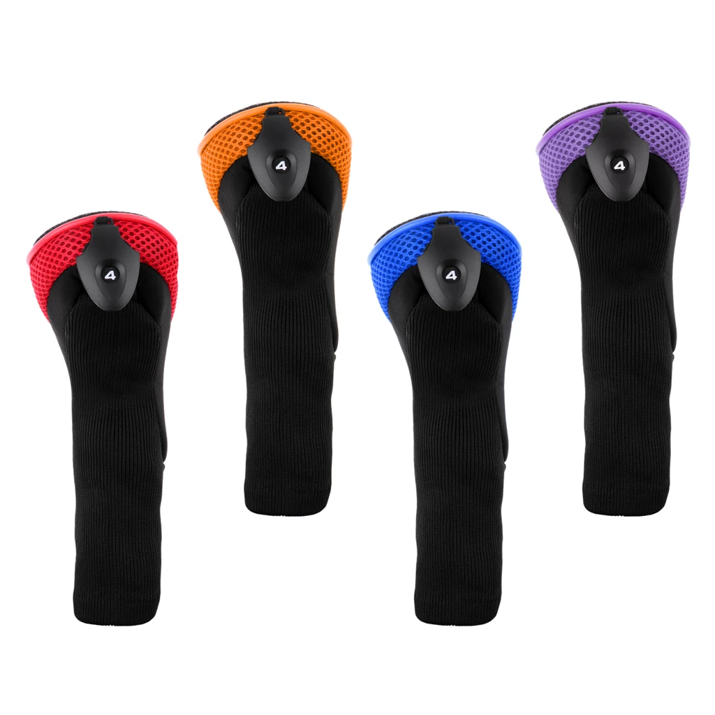 Utility Mesh Golf Hybrid Club Head Covers Pack of 4 Golf Rescue UT Headcovers Replacement with Interchangeable NO. Tag 3 4 5 7 X