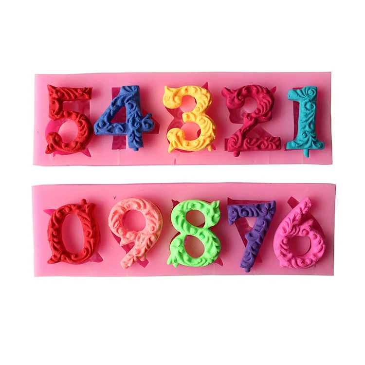 

2PC/LOT Beautiful Numbers 3D Silicone Mold with Stick Hole Cookware Dining Bar Non-Stick Cake Decorating Fondant Mold D441