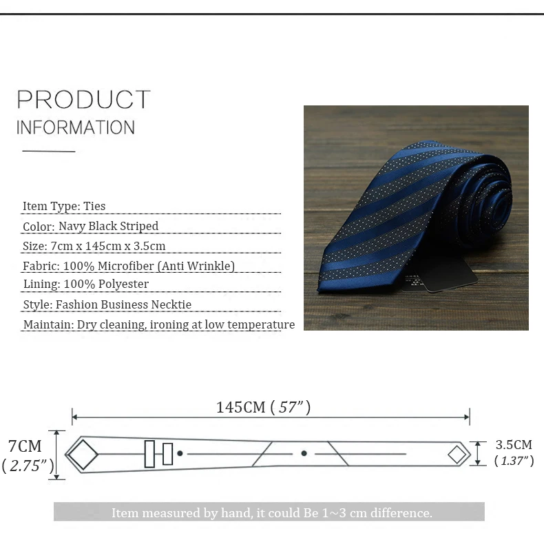 Высокое качество Новый Темно-синие полосатый Галстуки для Для мужчин 7 см дизайнер модного бренда галстук офисные интервью костюм Для