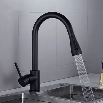

Kitchen Faucets Single Handle Pull Out Kitchen Tap Single Hole Rotating Sink Tap Water Mixer Tap Mixer Tap Black/Chrome/Nickel