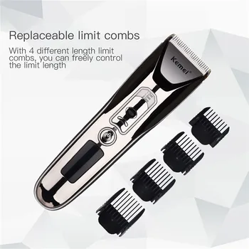 

Titanium Ceramic Blade Hair Clipper Electric Hair Shaving Machine LCD Screen Professional Hair Trimmer Replaceable Guide Comb 0