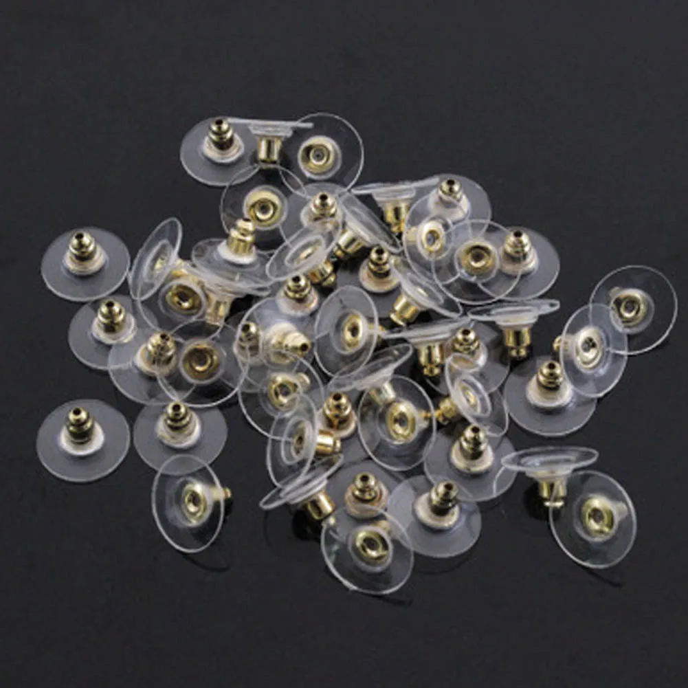 

100pcs/Pack Alloy Rubber Earring Backs Bullet Stoppers Earnuts Ear Plugs Findings Jewelry Accessories