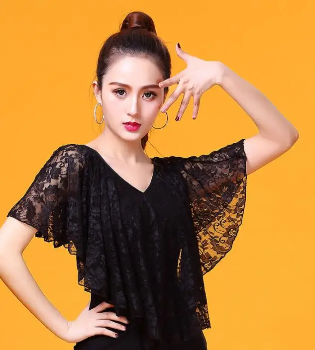 

2019 new Sexy Dance Clothes top Women Latin Salsa Rumba Chacha Dance jacket Performance Practice Costume YR0312