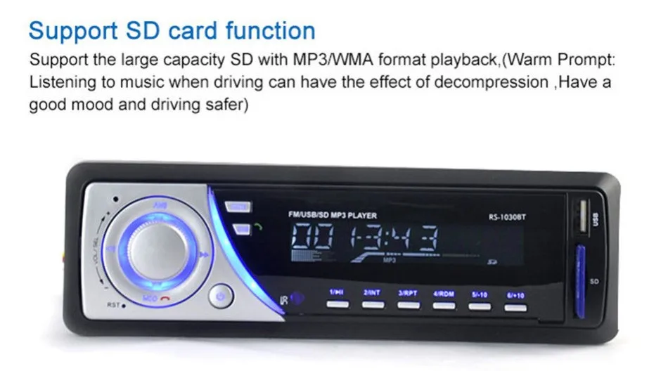 1 Din Car Audio Auto Radio Stereo Music OLED Screen Bluetooth MP3 Player AUX FM Handfree Radios With 5V USB Phone Charger Port -07