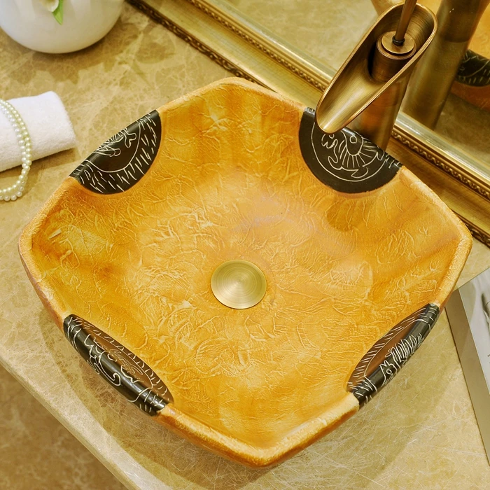 Square Europe Style Counter Top porcelain wash basin bathroom sinks ceramic bathroom sinks countertops (1)