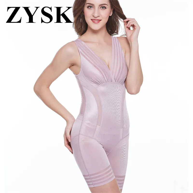 

New 2019 Ladies Slimming Bodysuits Shapewear for Women Ultra Thin High Waist Shaping Panty Deep V Neck Sexy Striped Body Shaper