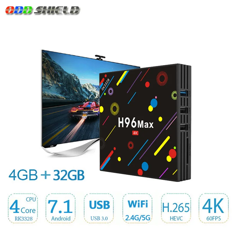 H96 MAX H2 TV Box RK3328 четырехъядерный Android 7 1 4 Гб ОЗУ 32 ПЗУ 4K медиаплеер Bluetooth 0 WiFi HDMI 2 USB 3