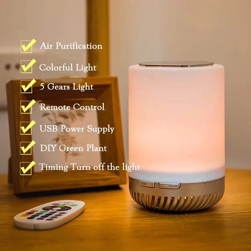 

New Negative Ions Air Purifier Desktop Air Cleaner USB Colorful Night Light Office Bedroom Remove Formaldehyde Air Freshener