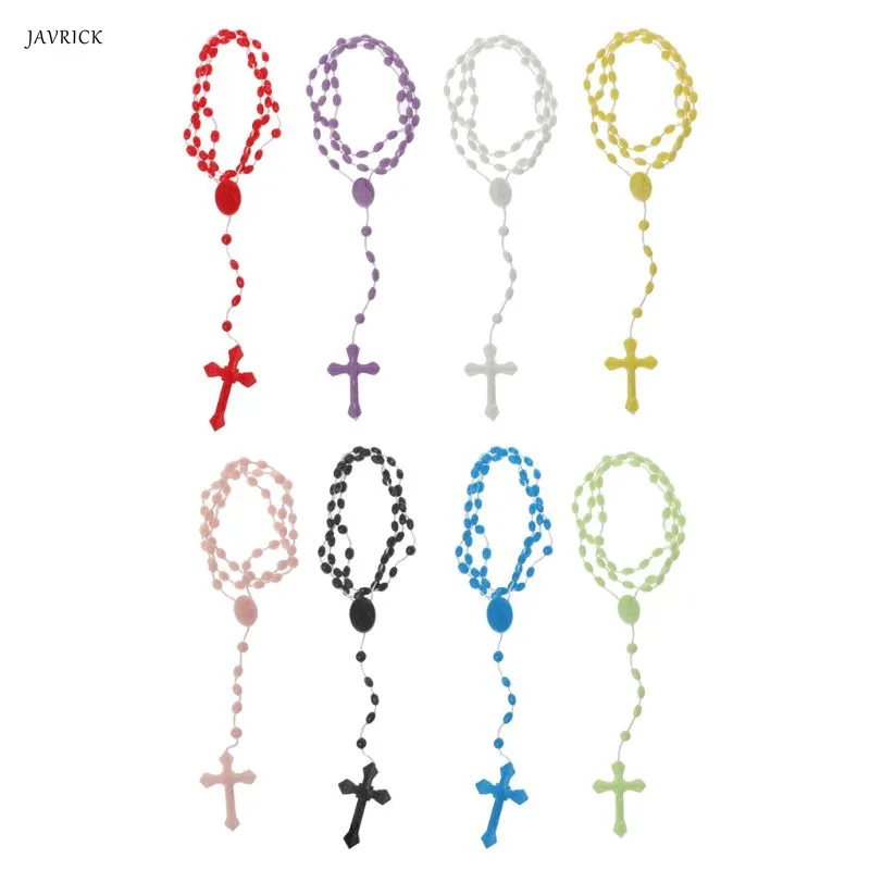 

Plastic Rosary Beads Luminous Necklace Catholicism Prayer Religious Jewelry