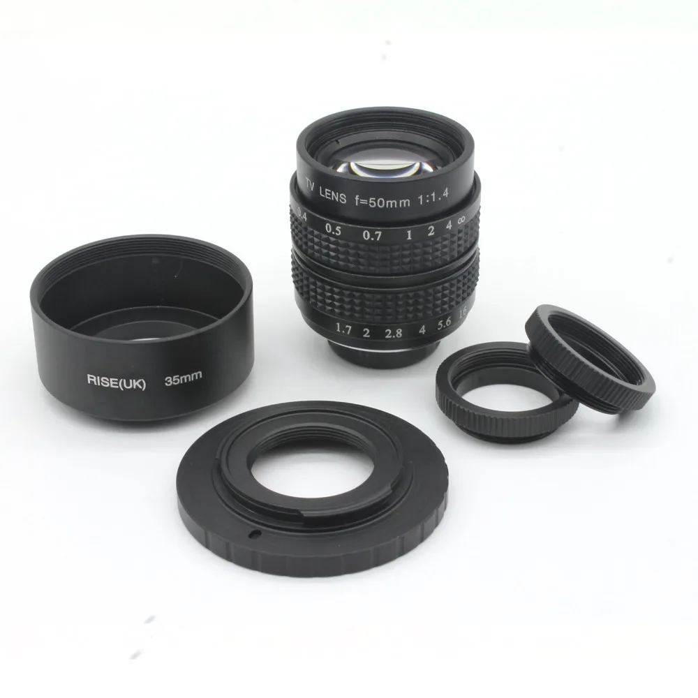 Фуцзянь PTZ IP CCTV 50 мм f1.4 линзы +(C-FX) + бленда для камеры с подсветкой Fuji Fujifilm X-A2 X-A1 X-T1