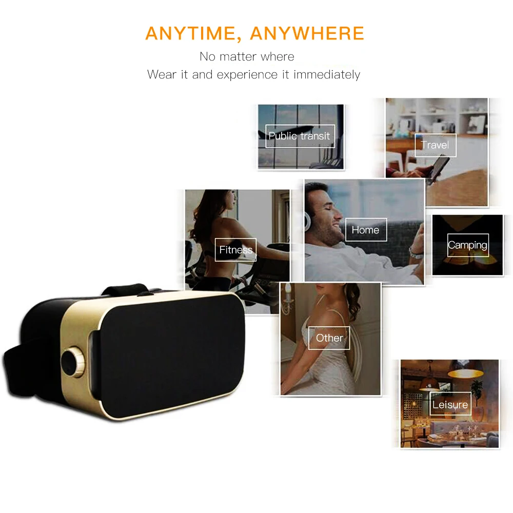 Золотая краска 3D VR Очки виртуальной реальности очки высокой конфигурации регулируемый фокус погружения кино видения игры 3D VR коробка