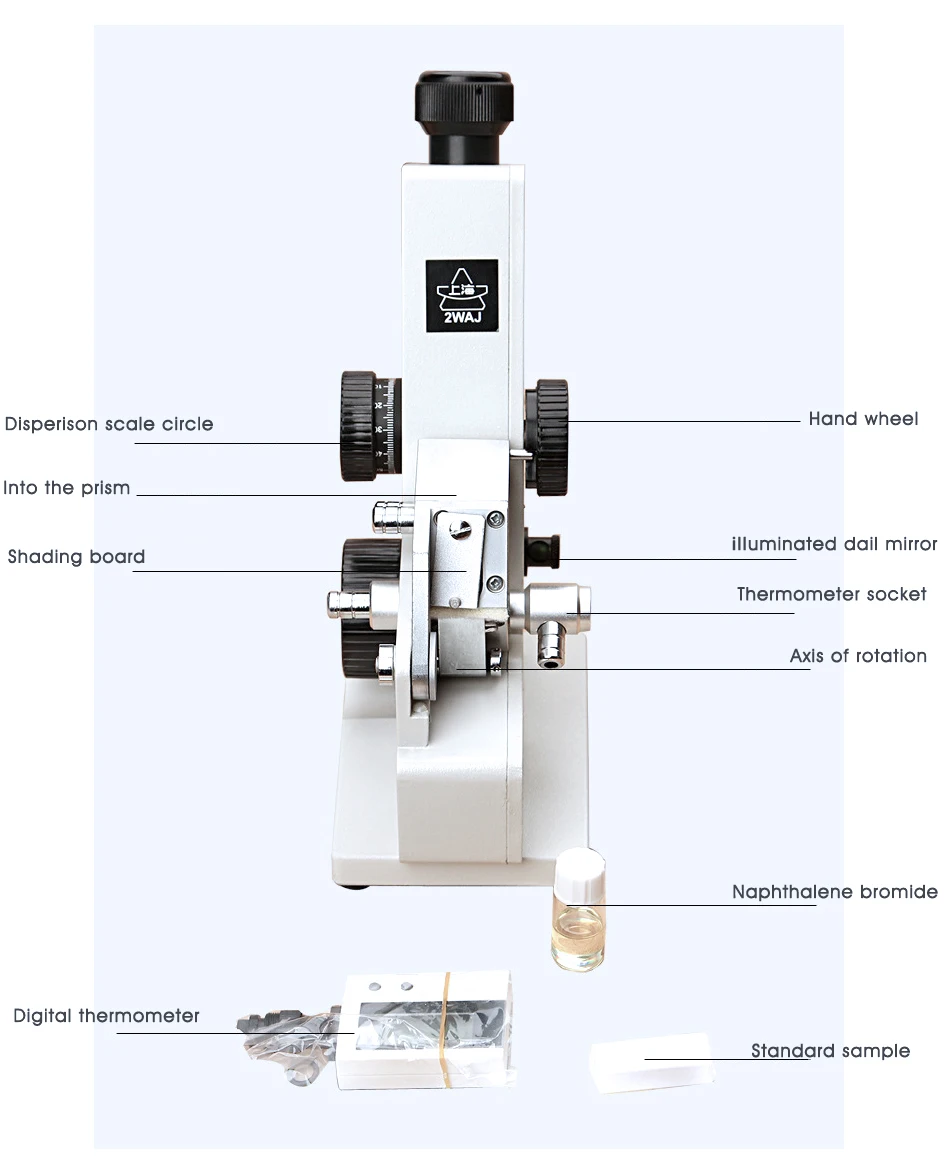 Рефрактометр 2WAJ монохроматический рефрактометр цифровой БРИКС рефрактометр лабораторное оптическое оборудование 1 шт