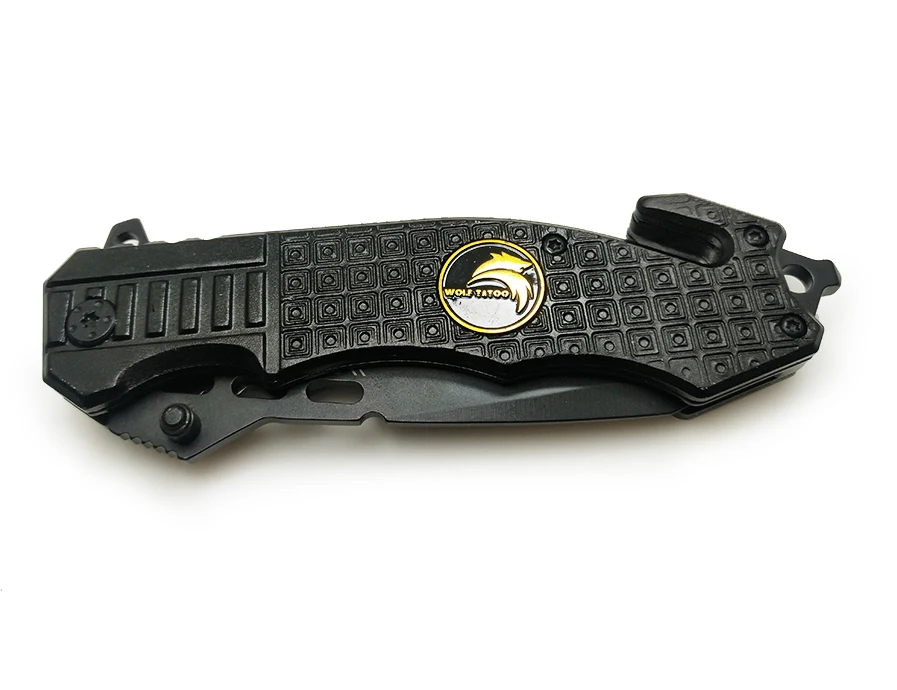 WTT 229 Hunting Folding Flipper Knife Tactical Survival Combat Pocket Knives Camping EDC Multi Tools Black Half Serrated Blade