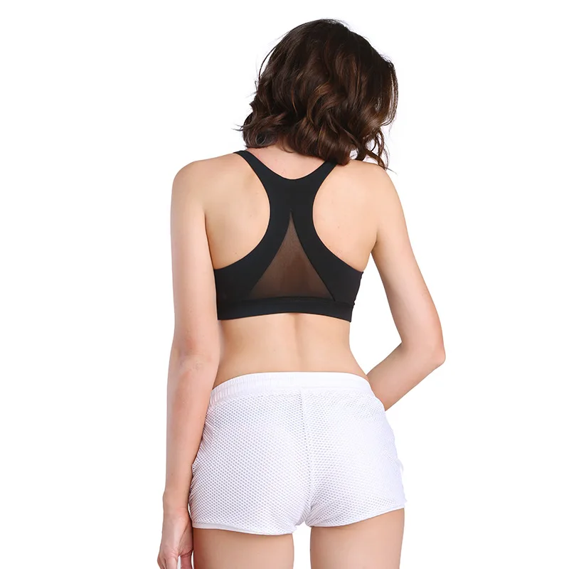 

Back Triangle Mesh Panel Sports Bra Push Up Shockproof Running Yoga Bra Padded Brassiere Sport Woman Fitness Top Activewear Bras