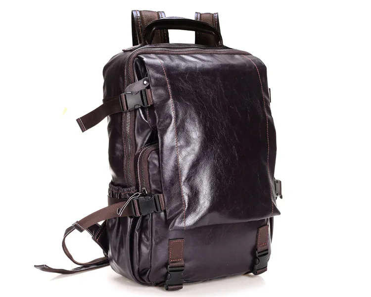 Men genuine leather backpack 13