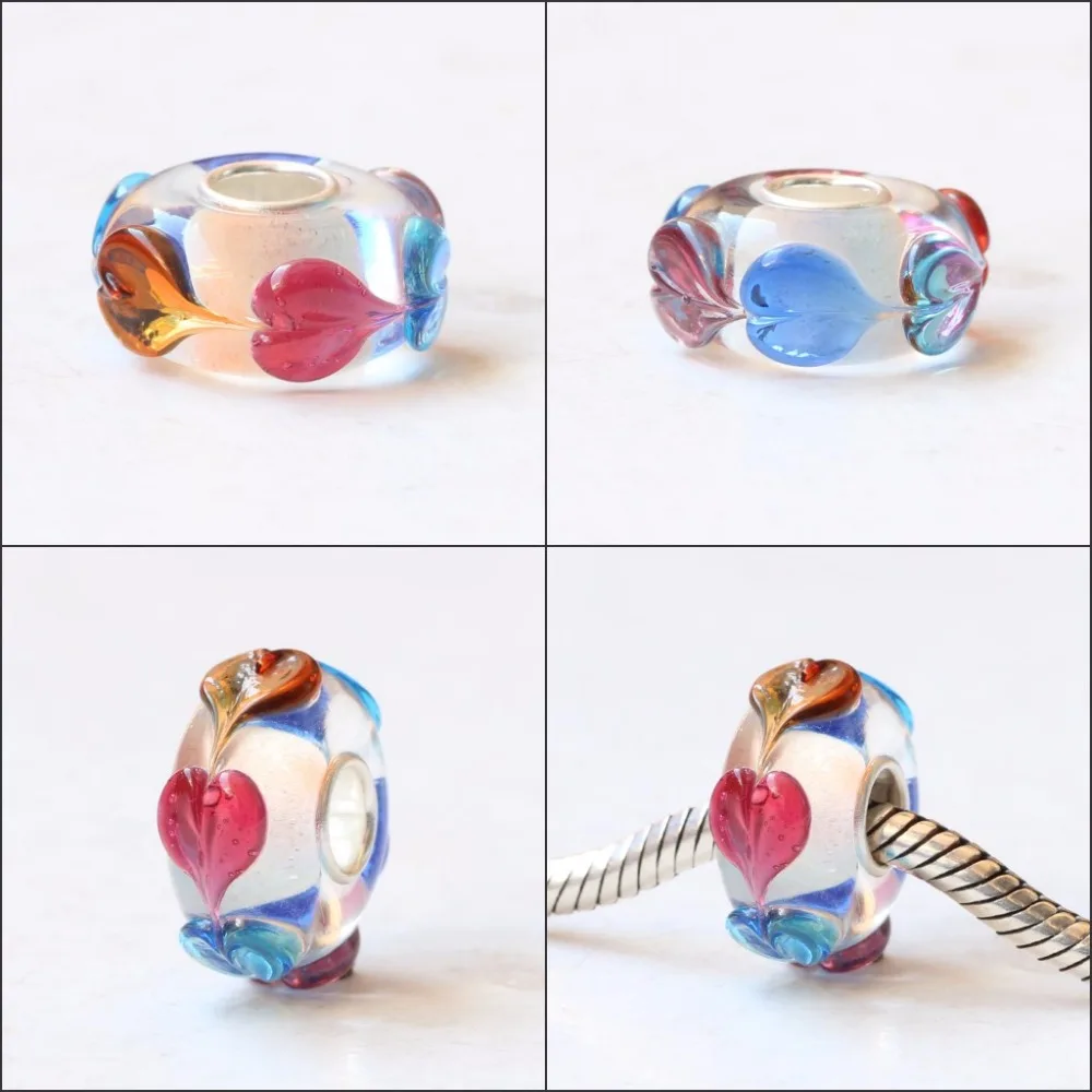 925 Sterling Silver Bead Charm With Glass Charms Compatible Fit Troll European Brand  DIY Bracelet Jewelry Gift For Woman (16)