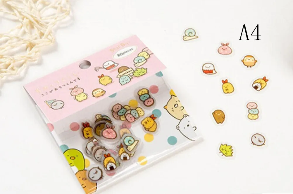 80 шт./лот (1 сумка) DIY милые Мультяшные Kawaii ПВХ наклейки милый кот Медведь Наклейка