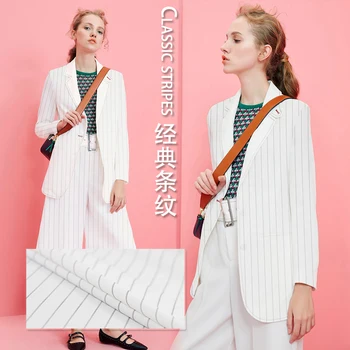 

145cm Width Black white Stripe Polyester Fabric for Woman Summer Dresses Blouse Pants Skirt DIY