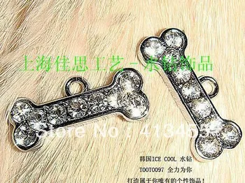 

100pcs/lot rhinestones dog bone hang pendant charms fit for diy necklace pet collar