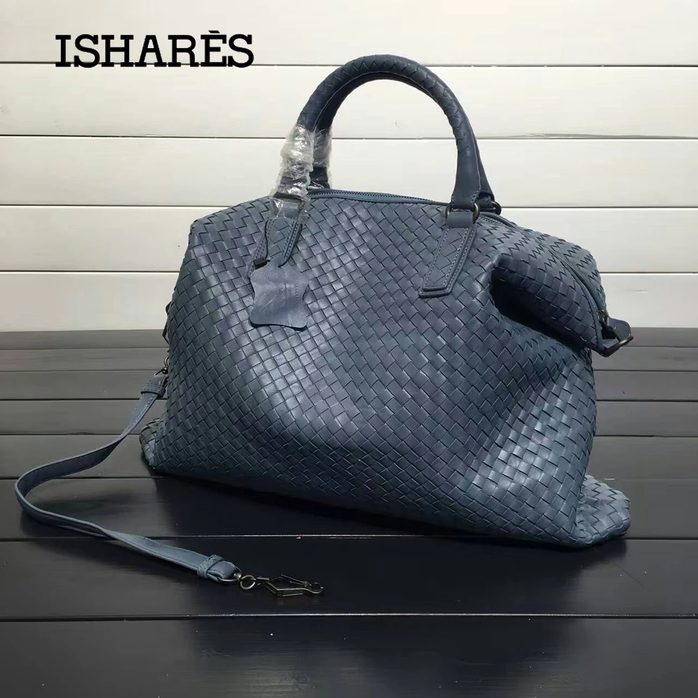 ISHARES Genuine Leather Sheepskin Handbags lambskin high quality Women weave Shoulder Bags Casual Totes Large Capacity IS193785