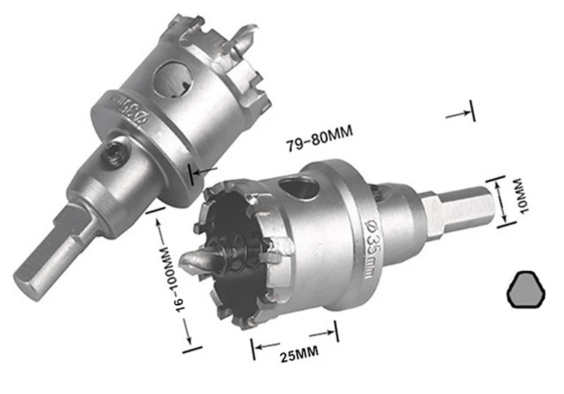 Твердосплавная сталь 16 мм-100 мм отверстие пилы резак бит для нержавеющей стали пластины железа резки металла бурения механические