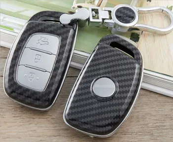 

For Hyundai IX25 IX35 Tucson Sonata Accent Avante Grandeur Porter Creta Car ABS Carbon Fiber Fob Smart Key Cover Case Holder