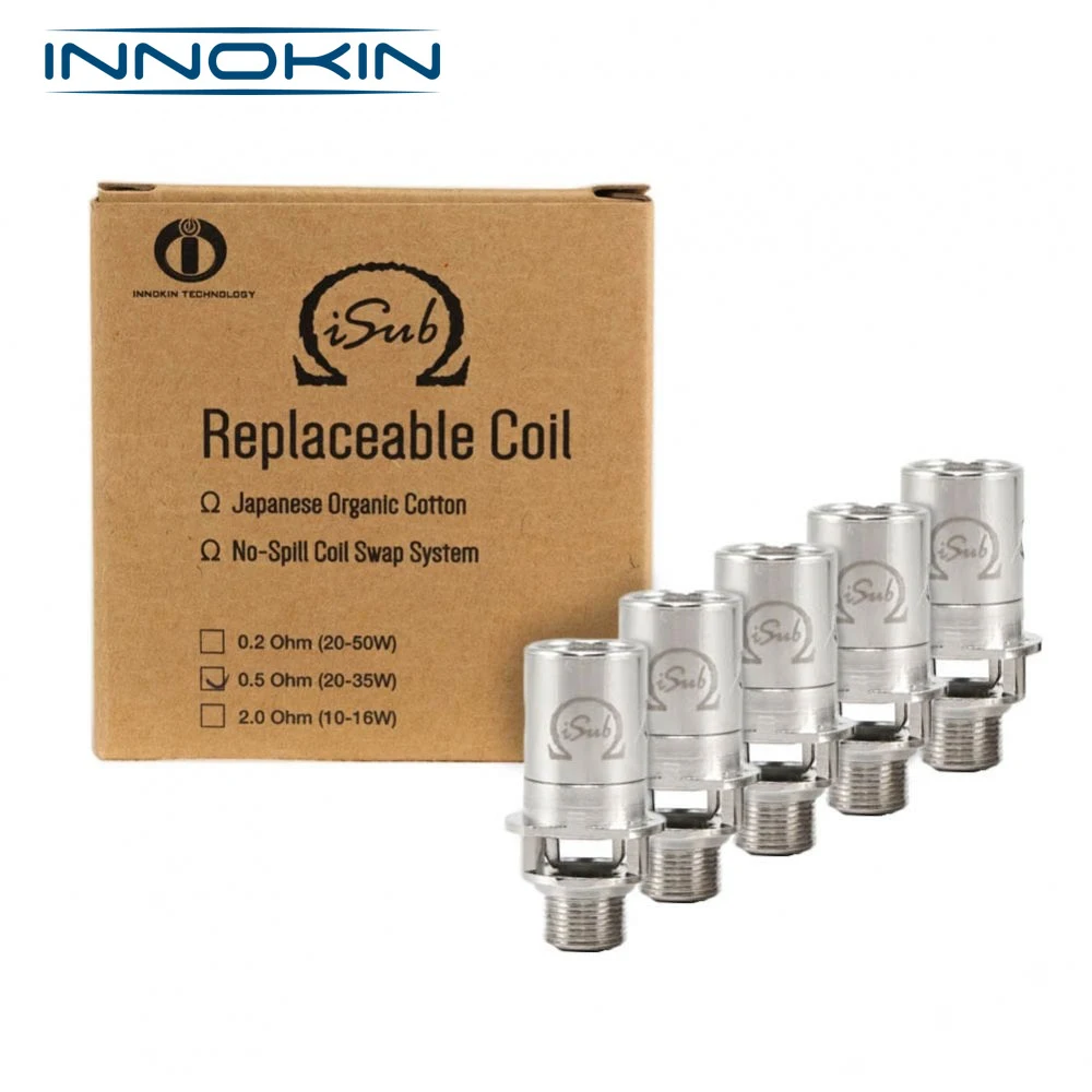 

Clearance Eletronic Cigarette Atomizer Core 5pcs/pack Original Innokin iSub Coil 0.2/0.5/1.0/2.0ohm iSub Replacement Coil Head