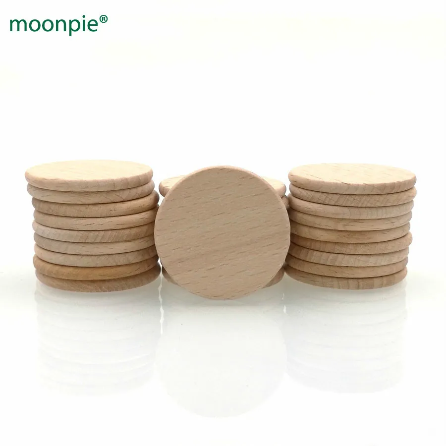 

200pcs 37mm 1.5" customized eco flat beech wood slice ring circle wood discs disc coins Wood Disk teether memory game EA30A