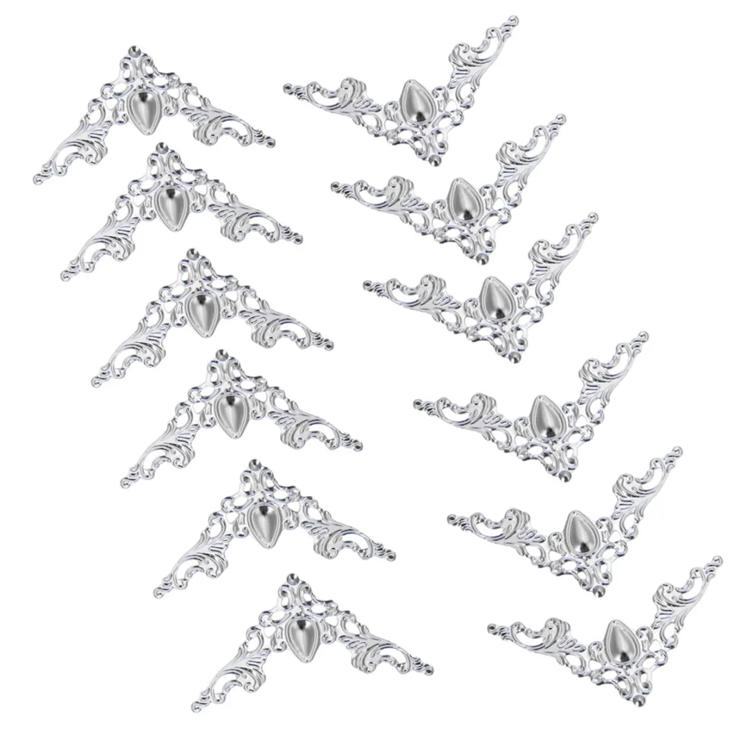 12pcs Metal Book Scrapbook Album Corner 41x41mm Silver Gold Bronze For Jewelry Gift Box Decorative Protector Cover