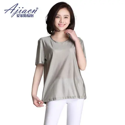 

Ajiacn EMF radiation shielding Knitted short-sleeved shirt, silver fiber fabric,Comfort and durable,Radiation protection.