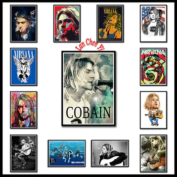 

Nirvana Singer Poster Kurt Cobain Rock Music White Coated Paper posters Painting Bar Wall Decorative Painting Singer Poster