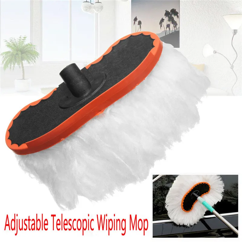 Car Adjustable Telescopic Wiping Soft Milk Silk Mop Cleaning Wash Brush Tool Mop Head Replace New