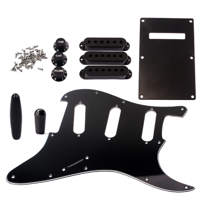 

1set SSS Electric Guitar Pickguard Back Plate Pickup Cover Knobs Tips For St Sq Accessories Parts