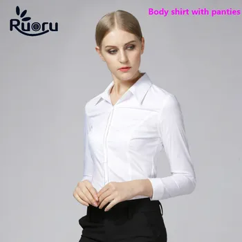 

Ruoru Fashion Plus Size Blouse Blusas Body Shirt Blouses Women Tops Feminina White Slim Bodysuit Short Sleeve Office Clothes