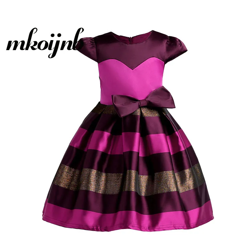 

2018 Summer Bow Girls Striped Princess Dress Cute Kids Baby Party Dresses Children Wedding Dresses Clothes For 3 4 5 6 7 9 Years