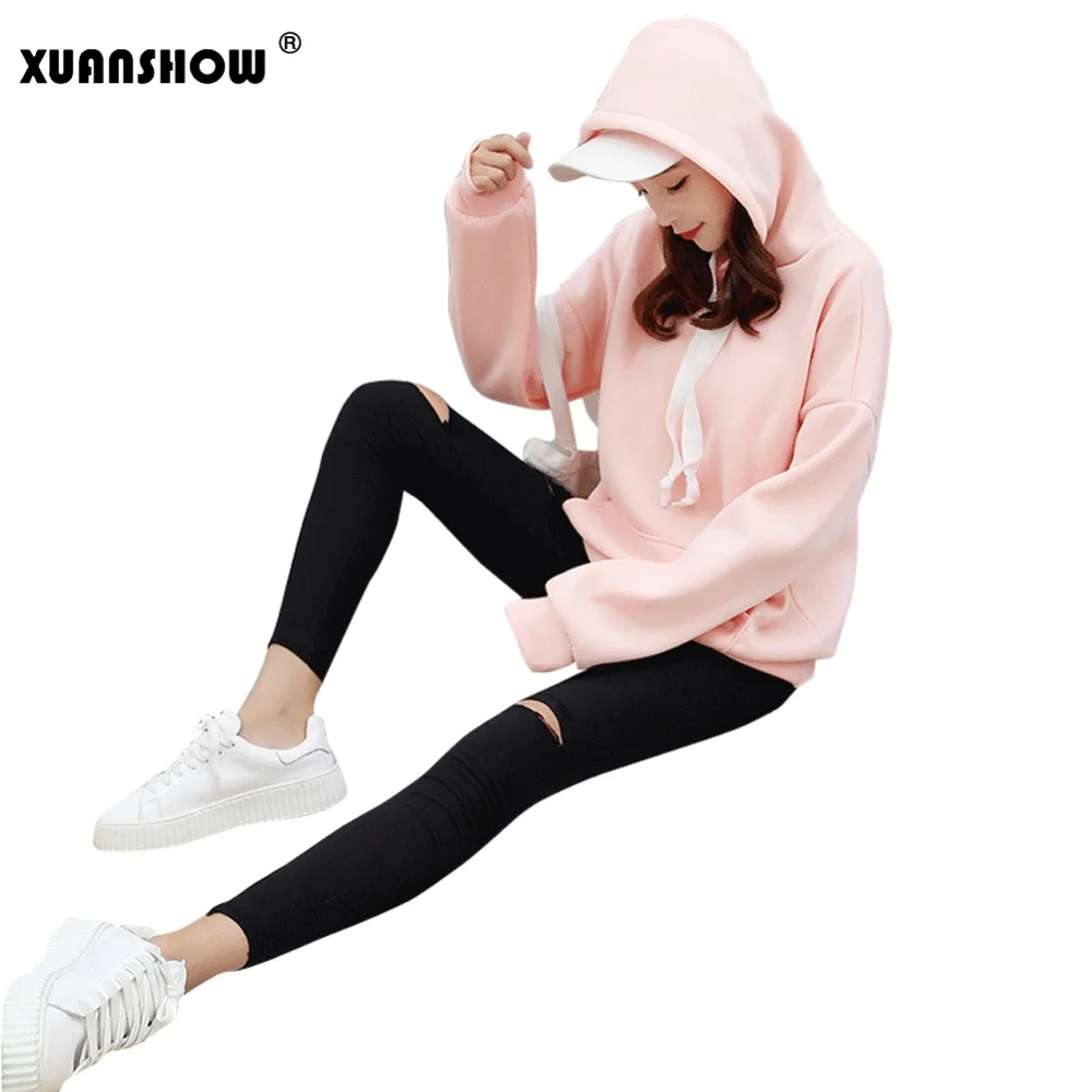 Autumn Winter Women Pullover Casual Thicken Fleece Solid