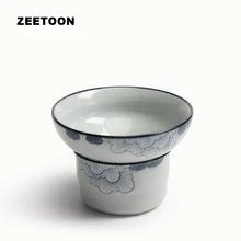 Японский стиль синий и белый Гибискус чайный Комплект фильтров фарфоровые кофейные фильтры керамический чайный набор кунг-фу винтажный домашний декор