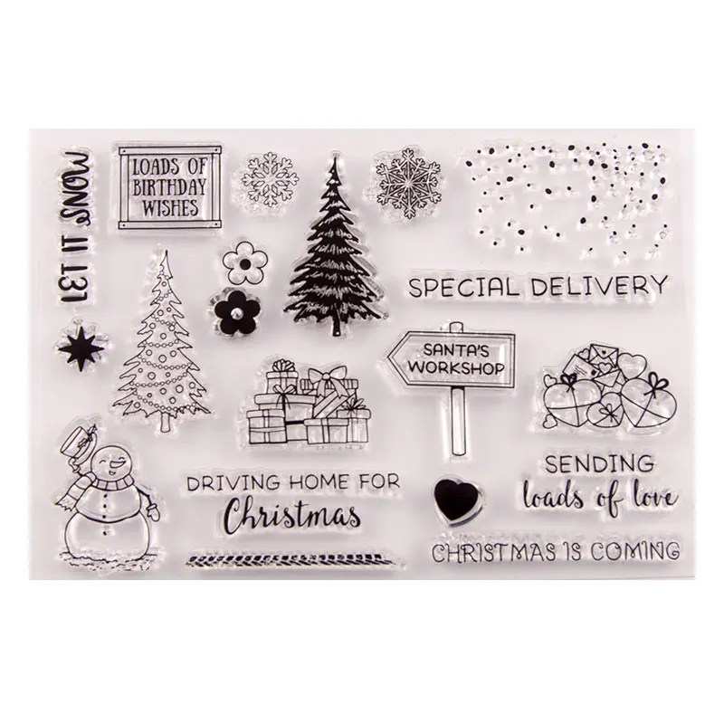 

Christmas Tree Snowman Silicone Clear Stamp Seal DIY Scrapbook Embossing Album Decor Craft Art Christmas Gifts