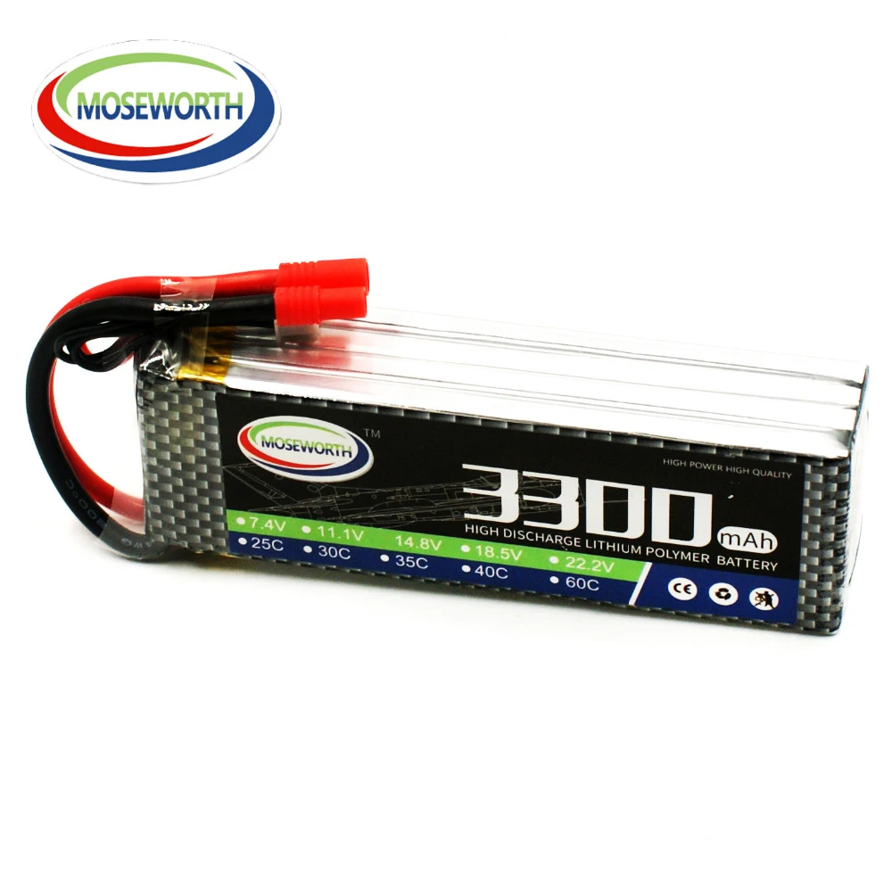 

MOSEWORTH RC Lipo Battery 14.8v 4S 40C 3300mAh For RC Aircraft Helicopter Boat Drones Car Airplane Quadcopter Li-polymer AKKU 4S