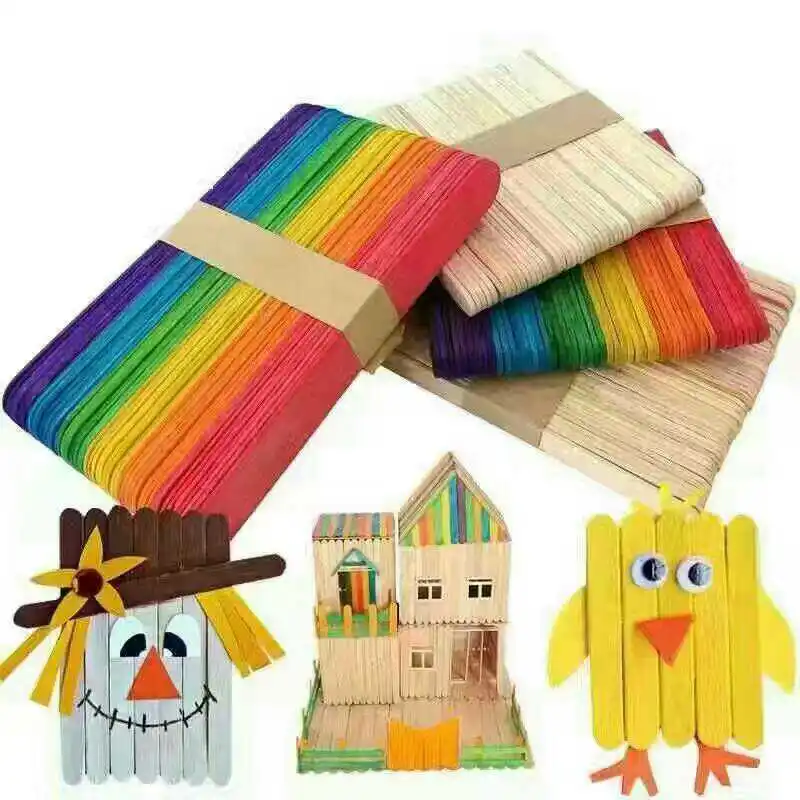 Us 149 34 Off50 Buahbungkus Warna Kayu Stik Es Krim Anak Anak Kerajinan Tangan Seni Stik Es Krim Anak Anak Diy Dapur Warna Dasar Es Krim Alat In