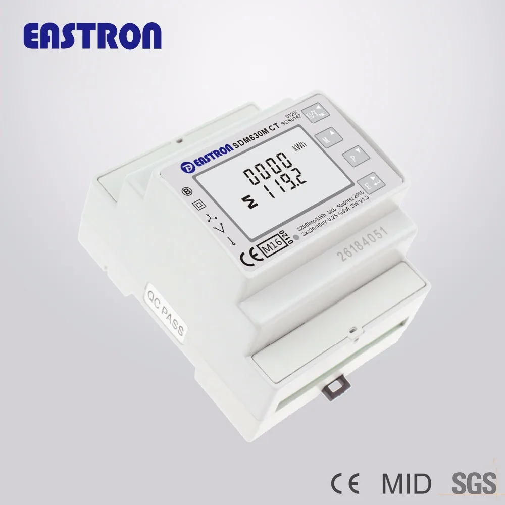 SDM630MCT, 1A/5A CT подключен, 3 фазы din-рейку Многофункциональный счетчик электроэнергии, с подсветкой ЖК-экран; Импульсный/RS485 Modbus RTU выход