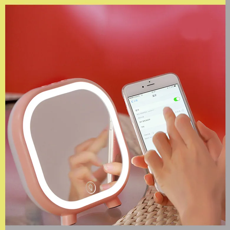 LED makeup mirror table lamp touch multi-function Bluetooth audio table lamp desktop mirror birthday gift