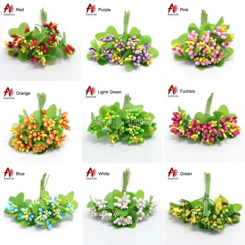 100pcs double colour Artificial flower stamen pistil for gift box