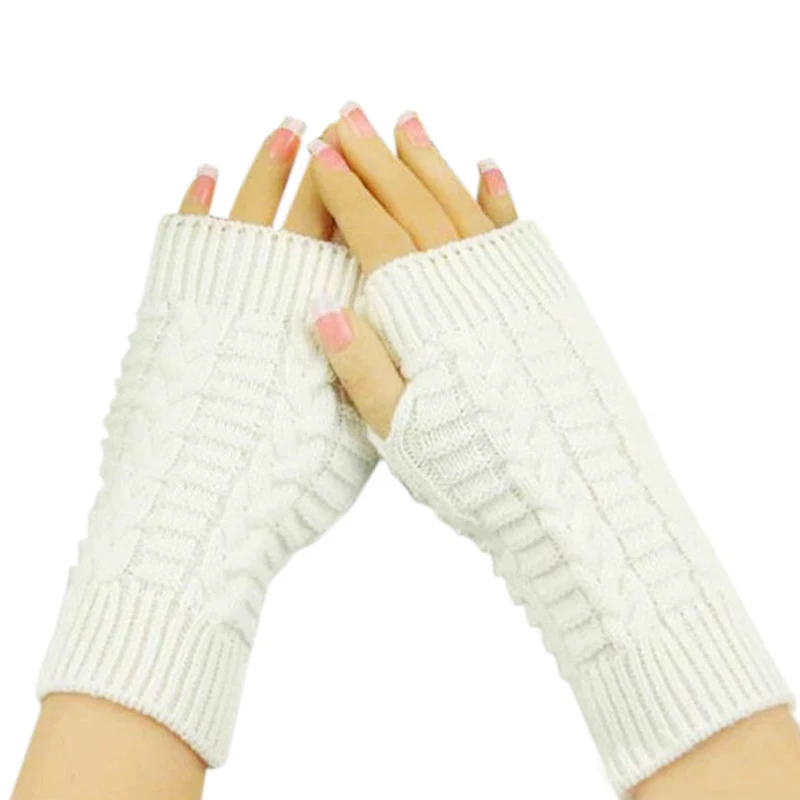Высококачественные женские перчатки, Стильные теплые зимние перчатки для рук, женские вязаные перчатки из искусственной шерсти, теплые митенки без пальцев