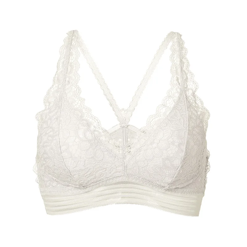 DOBREVA Lace Bralette Sexy Cross Back Bra Women Wirefree Underwear Crop Lingerie Brassiere