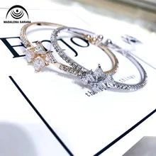 

MADALENA SARARA AAA Cubic Zirconia Perfect Pave Setting Girl's Bangle Two Colors Options MD-00522D