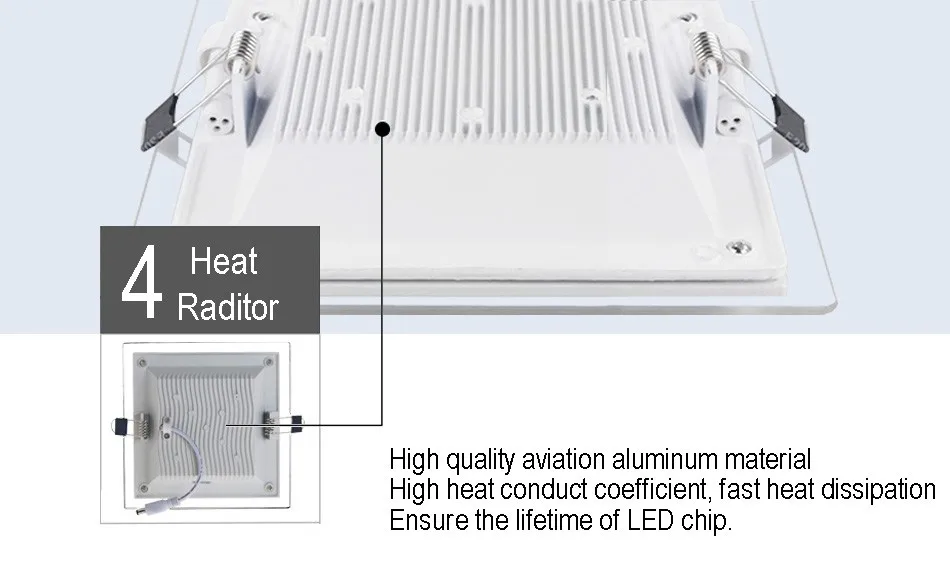 Современный дизайн со Вт стеклянной крышкой 6 Вт 12 Вт 18 светодио дный светодиодный потолочный встраиваемый светильник квадратная панель свет кухня свет 1 шт./лот