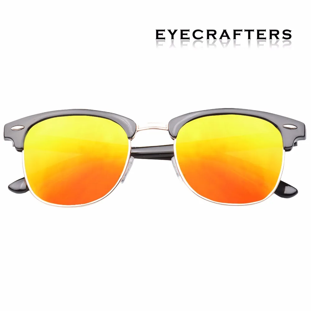 

Orange Designer Inspired Classic Half Frame Horned Semi-Rimless Mens Womens Fashion Sunglasses Polarized Retro Eyewear 3016