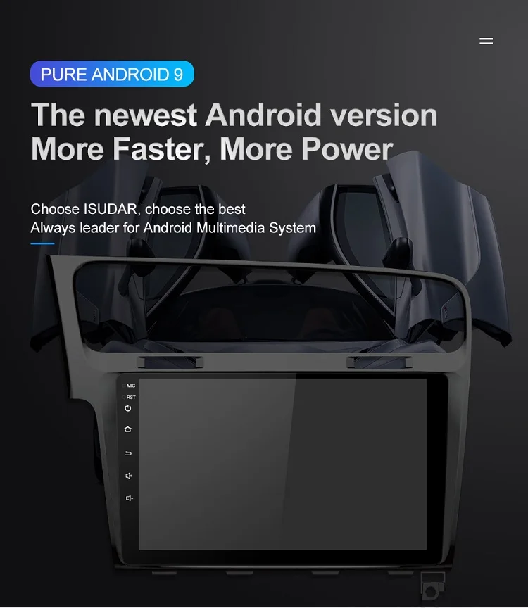 Cheap Isudar 1 Din Automotivo Radio Android 9 For VW/Volkswagen/Golf 7 GPS Car Multimedia Player Octa Core RAM 4GB ROM 64GB DVR FM DSP 4
